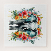 Kleurrijke Floral Elephant Legpuzzel (Horizontaal)
