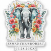 Kleurrijke Floral Elephant Sticker (Voorkant)