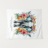 Kleurrijke Floral Elephant Wandkleed (Voorkant (horizontaal))