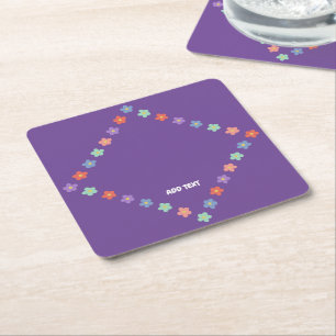 Kleurrijke Floral Flower Gradient gepersonaliseerd Vierkante Kartonnen Onderzetter