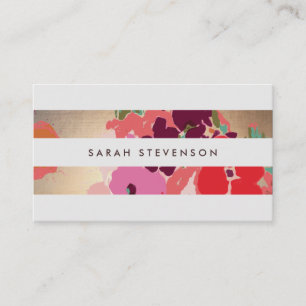 Kleurrijke Floral Gold Striped Mode and Beauty Visitekaartje