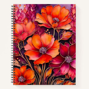 Kleurrijke Floral Ink Art Spiral Notitieboek