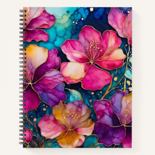 Kleurrijke Floral Ink Art Spiral Notitieboek