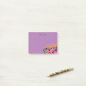 Kleurrijke Floral Let's Bloom + aangepaste naam Post-it® Notes (Op bureau)