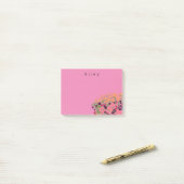 Kleurrijke  Floral Let's Bloom + aangepaste naam Post-it® Notes (Op bureau)