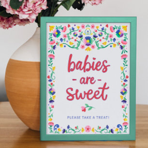 Kleurrijke Floral Mexican Fiesta Baby shower Treat Poster