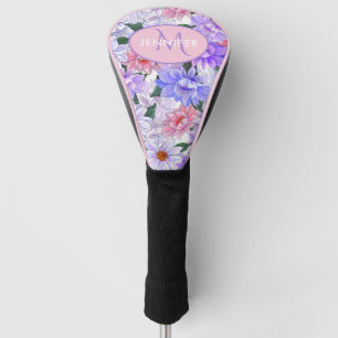 Kleurrijke Floral Monogram Persoonlijke naam Golfheadcover