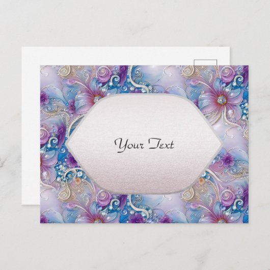 Kleurrijke Floral Pearly Pareltjes Briefkaart (Voorkant / Achterkant)