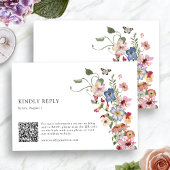 Kleurrijke Floral QR Code RSVP Kaartje