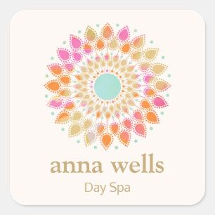 Kleurrijke Floral Rainbow Lotus Flower Mandala Vierkante Sticker