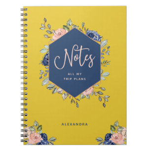 Kleurrijke Floral   Roos Gold Geometric Notitieboek