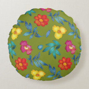 Kleurrijke  Floral Round Pillow Rond Kussen