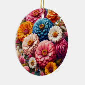 Kleurrijke Floral/Spring Zinnia/Roos Keramisch Ornament (Rechts)