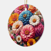 Kleurrijke Floral/Spring Zinnia/Roos Keramisch Ornament (Links)