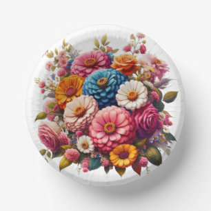 Kleurrijke Floral/Spring Zinnia/Roos Papieren Kommen