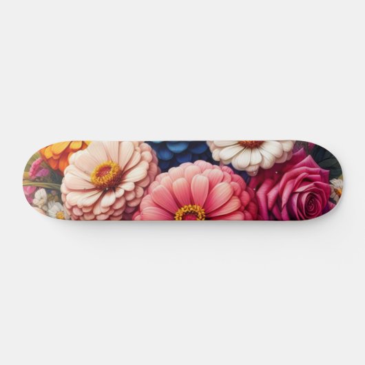 Kleurrijke Floral/Spring Zinnia/Roos Skateboard (Horizontaal)