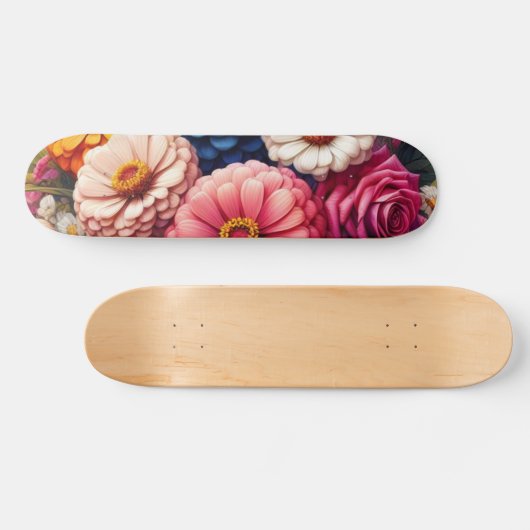 Kleurrijke Floral/Spring Zinnia/Roos Skateboard (Horizontaal)