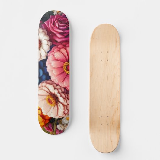 Kleurrijke Floral/Spring Zinnia/Roos Skateboard (Voorkant)