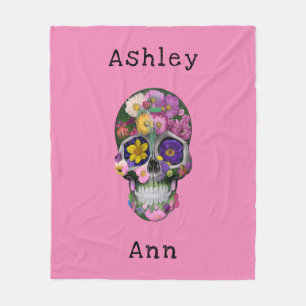 Kleurrijke Floral Sugar Skull Day of the Dead Fleece Deken