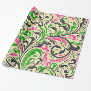 Kleurrijke Floral Swirls Patroon Cadeaupapier
