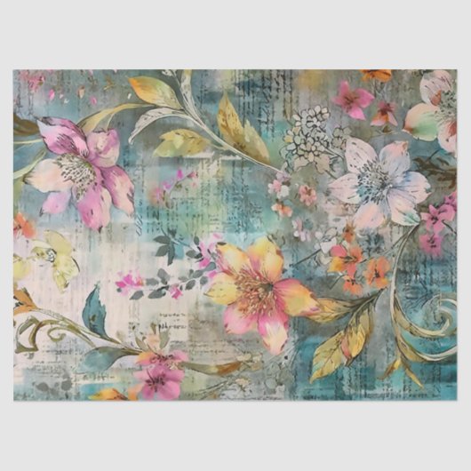 Kleurrijke Floral Tissuepapier (Voorkant)