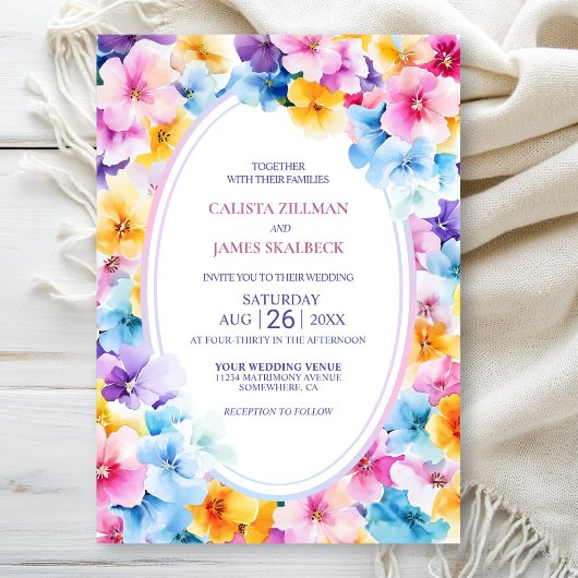 Kleurrijke Floral Wedding Kaart