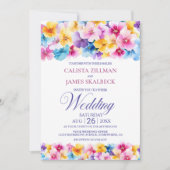 Kleurrijke Floral Wedding Kaart (Voorkant)