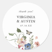 Kleurrijke Floral Wedding Ronde Sticker (Voorkant)