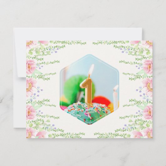 Kleurrijke Floral Wild One Oerwoud Safari Verjaard Kaart (Achterkant)