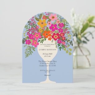 Kleurrijke Floral Wine Glass Vrijgezellenfeest Kaart