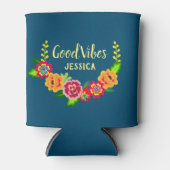 Kleurrijke Floral Wreath Modern Good Vibes Blikjeskoeler (Voorkant)