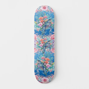 Kleurrijke Floral Zee Turtle Wide Skateboard