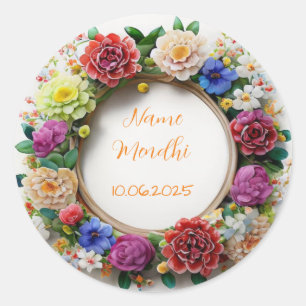 Kleurrijke florale Mendhi begunstigen stickers