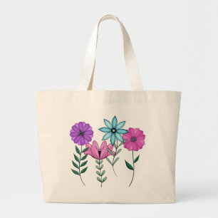 Kleurrijke Florals Grote Tote Bag