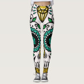 Kleurrijke FloralSugar Skull Leggings (Voorkant)
