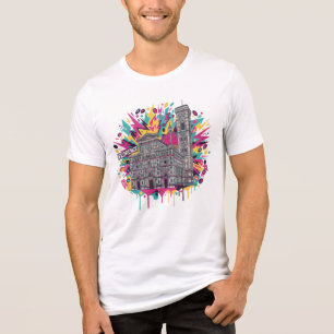 Kleurrijke Florence Italië Kathedraal Grafisch Tri-Blend Shirt