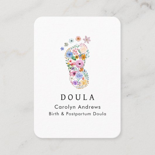 Kleurrijke Flower Baby Footprint Logo Visitekaartje (Voorkant)