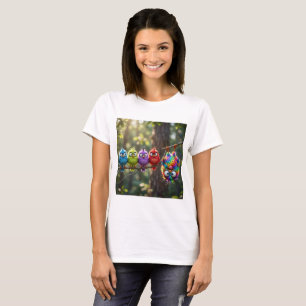 Kleurrijke Fluffy Vogeltjes T-shirt