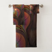 Kleurrijke Fluorescerende Abstracte Trippy Bruine  Bad Handdoek (Insitu)