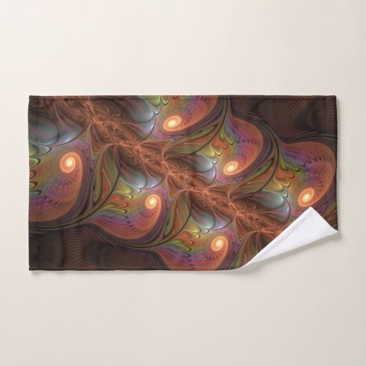 Kleurrijke Fluorescerende Abstracte Trippy Bruine  Bad Handdoek (Handdoek)