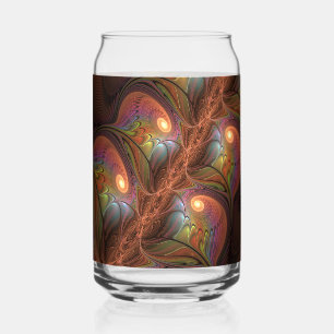 Kleurrijke fluorescerende abstracte trippy bruine blikvorm glas