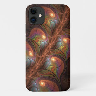 Kleurrijke Fluorescerende Abstracte Trippy Bruine  iPhone 11 Hoesje