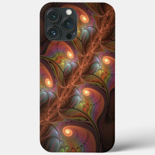 Kleurrijke Fluorescerende Abstracte Trippy Bruine iPhone 13 Pro Max Hoesje