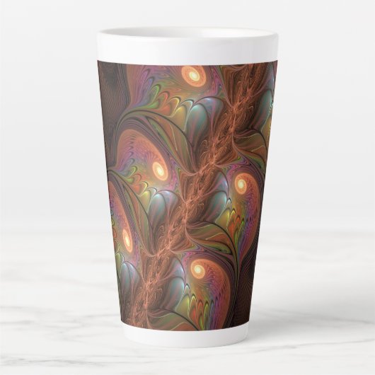 Kleurrijke Fluorescerende Abstracte Trippy Bruine  Latte Mok (Voorkant)