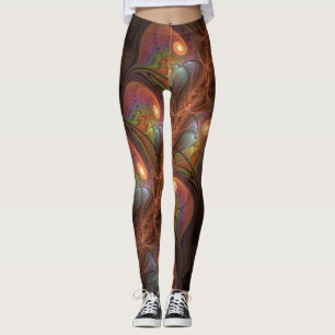 Kleurrijke Fluorescerende Abstracte Trippy Bruine  Leggings