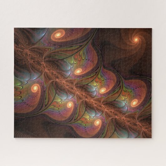 Kleurrijke Fluorescerende Abstracte Trippy Bruine  Legpuzzel (Horizontaal)