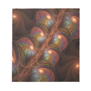 Kleurrijke Fluorescerende Abstracte Trippy Bruine  Notitieblok