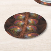 Kleurrijke Fluorescerende Abstracte Trippy Bruine Ronde Kartonnen Onderzetter (Gebogen)