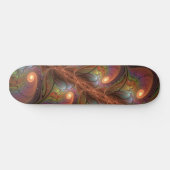 Kleurrijke Fluorescerende Abstracte Trippy Bruine Skateboard (Horizontaal)