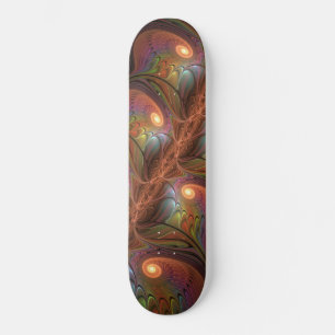 Kleurrijke Fluorescerende Abstracte Trippy Bruine  Skateboard